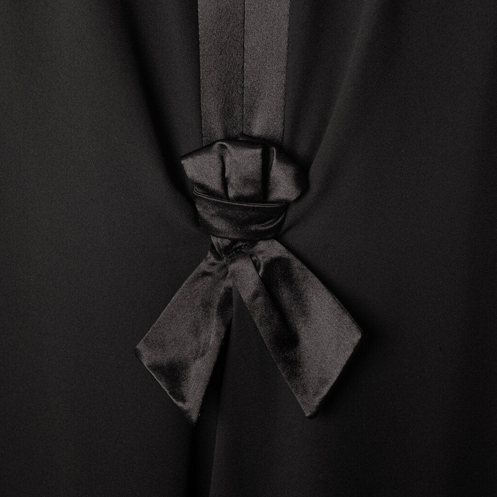 Valentino Black Satin Detail Knot Back Maxi Skirt
