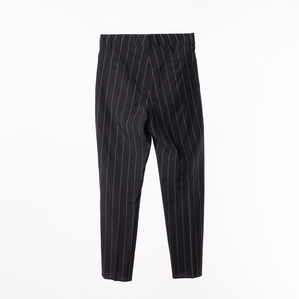 Loewe Navy Pinstripe Button Up Wool Trousers
