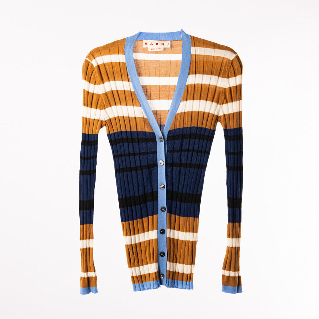 Marni Navy/Beige Stripe Cardigan