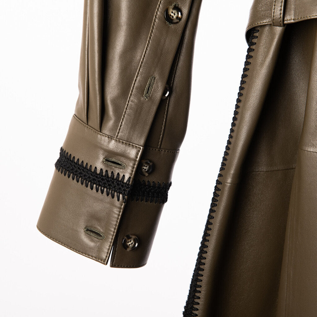Proenza Olive Green Leather Maxi Dress