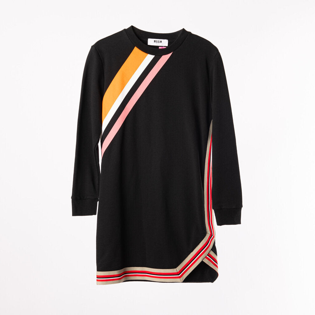 MSGM Multicolor Stripe Trim Cotton Shirt Dress