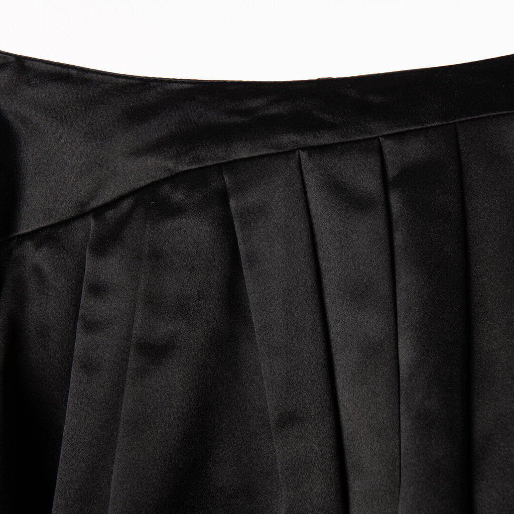 Oscar de la Renta Black Satin Pleated Puff Skirt
