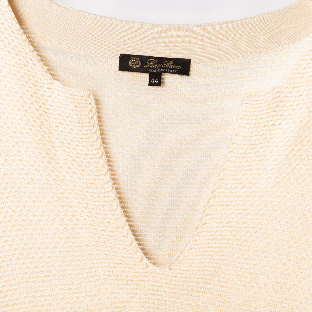 Loro Piana Cream Cashmere/Silk Ribbed Dress
