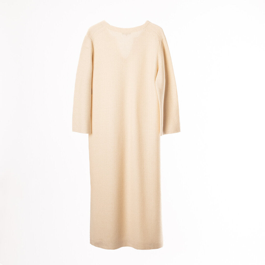 Loro Piana Cream Cashmere/Silk Ribbed Dress
