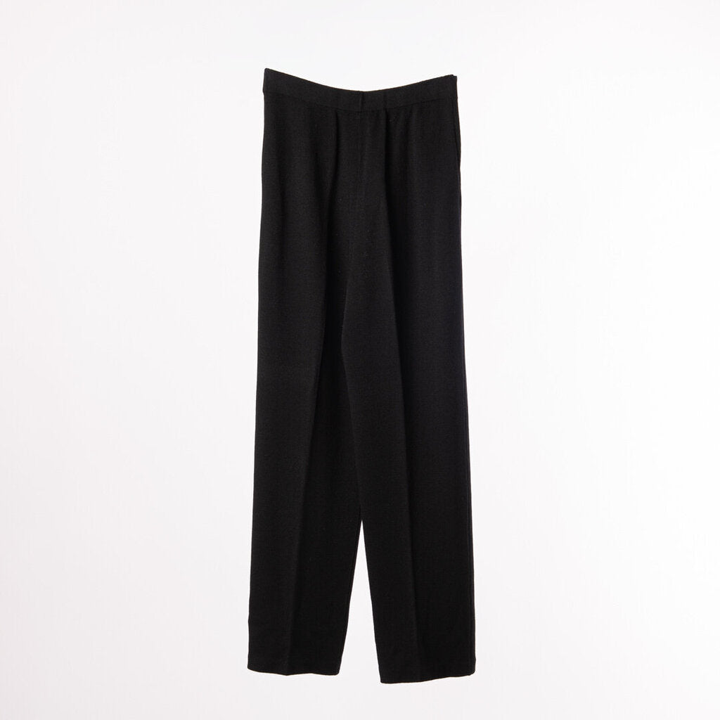 St. John Black Knit Tapered Pants