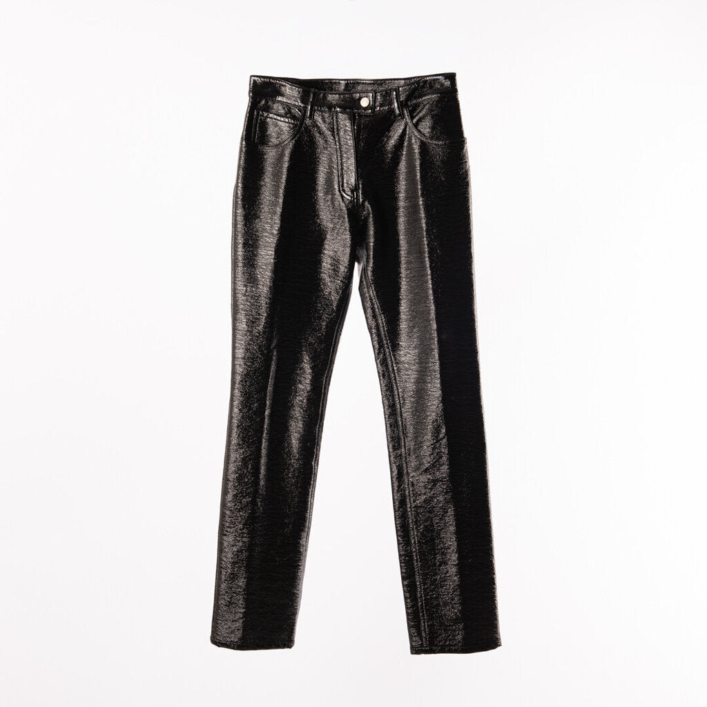 Courreges Black Cotton/Poly Vinyl Pants