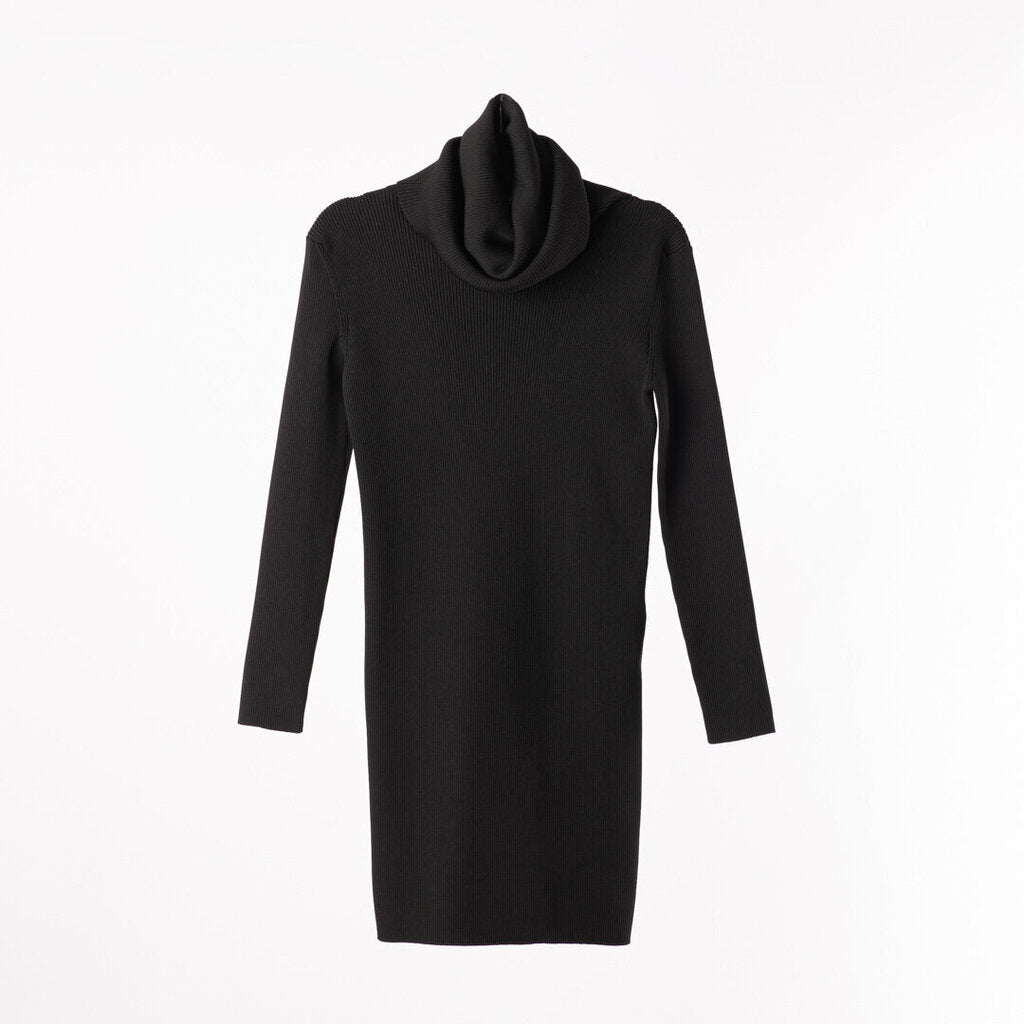 Celine Black Poly/Viscose Turtleneck Dress