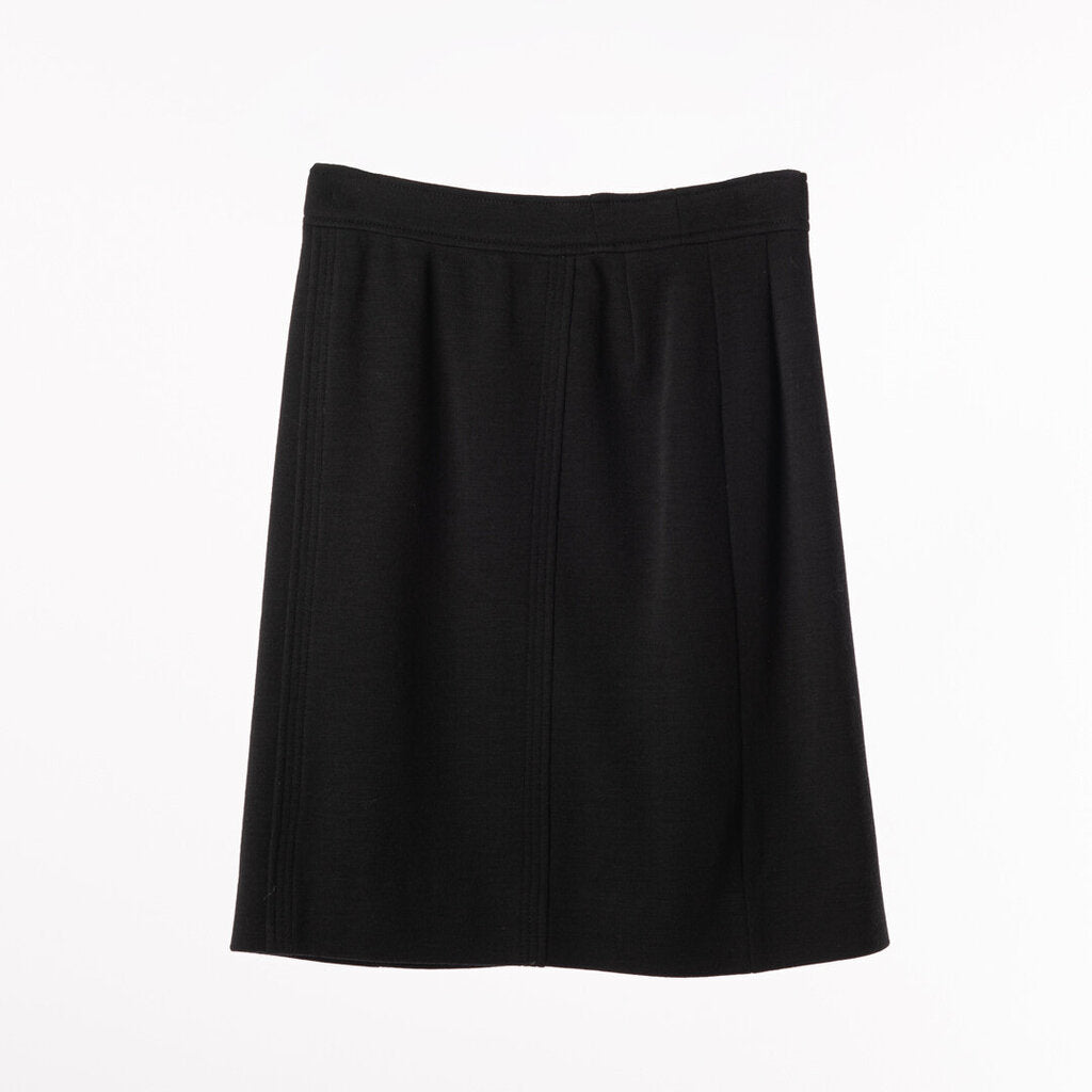Chanel Gold "CC" Braided Button Wool Pencil Skirt