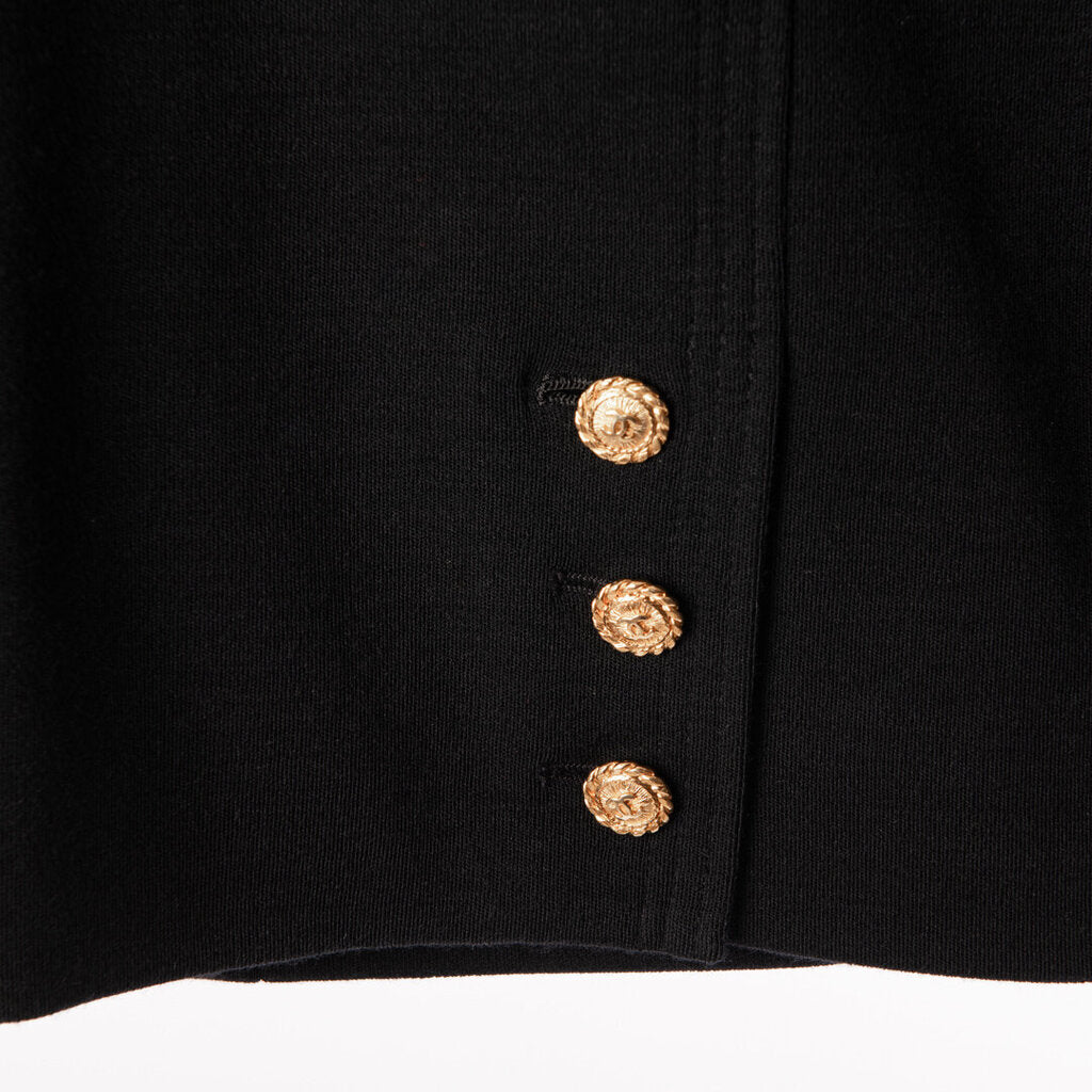Chanel Gold "CC" Braided Button Wool Pencil Skirt