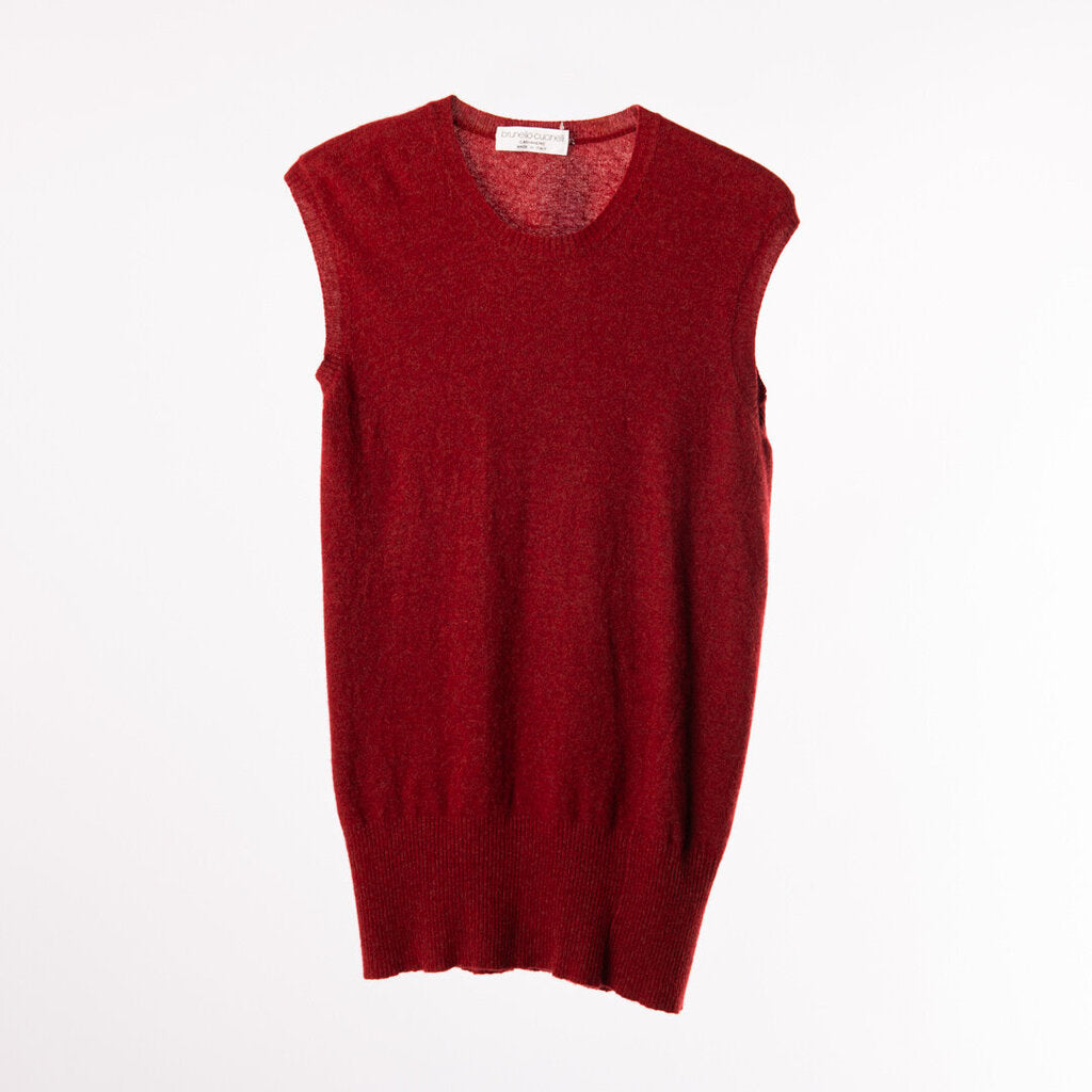 Brunello Red Cashmere Knit Sweater Vest