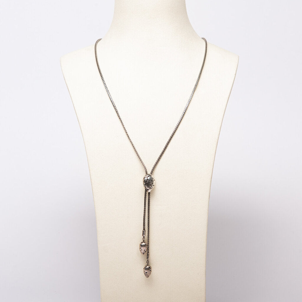 John Hardy Sterling Silver Bamboo Lariat Drop Neckalce