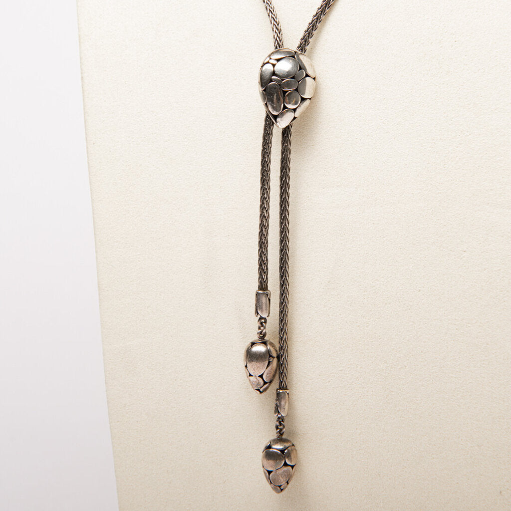 John Hardy Sterling Silver Bamboo Lariat Drop Neckalce