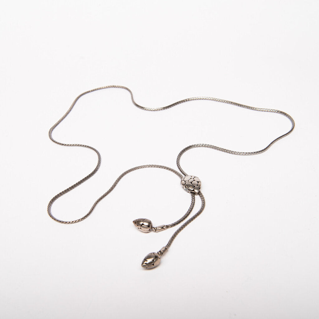 John Hardy Sterling Silver Bamboo Lariat Drop Neckalce
