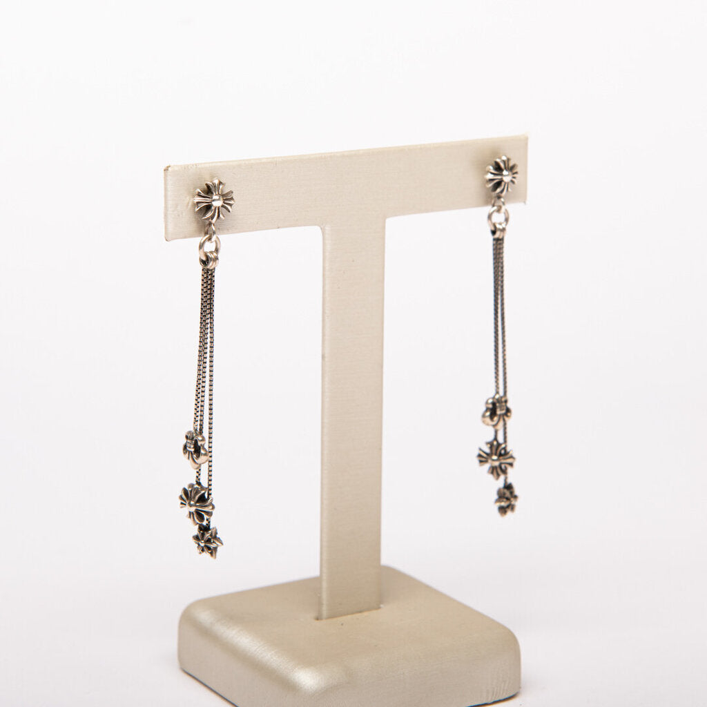 Chrome Hearts Sterling Silver Three-Drop Earrings