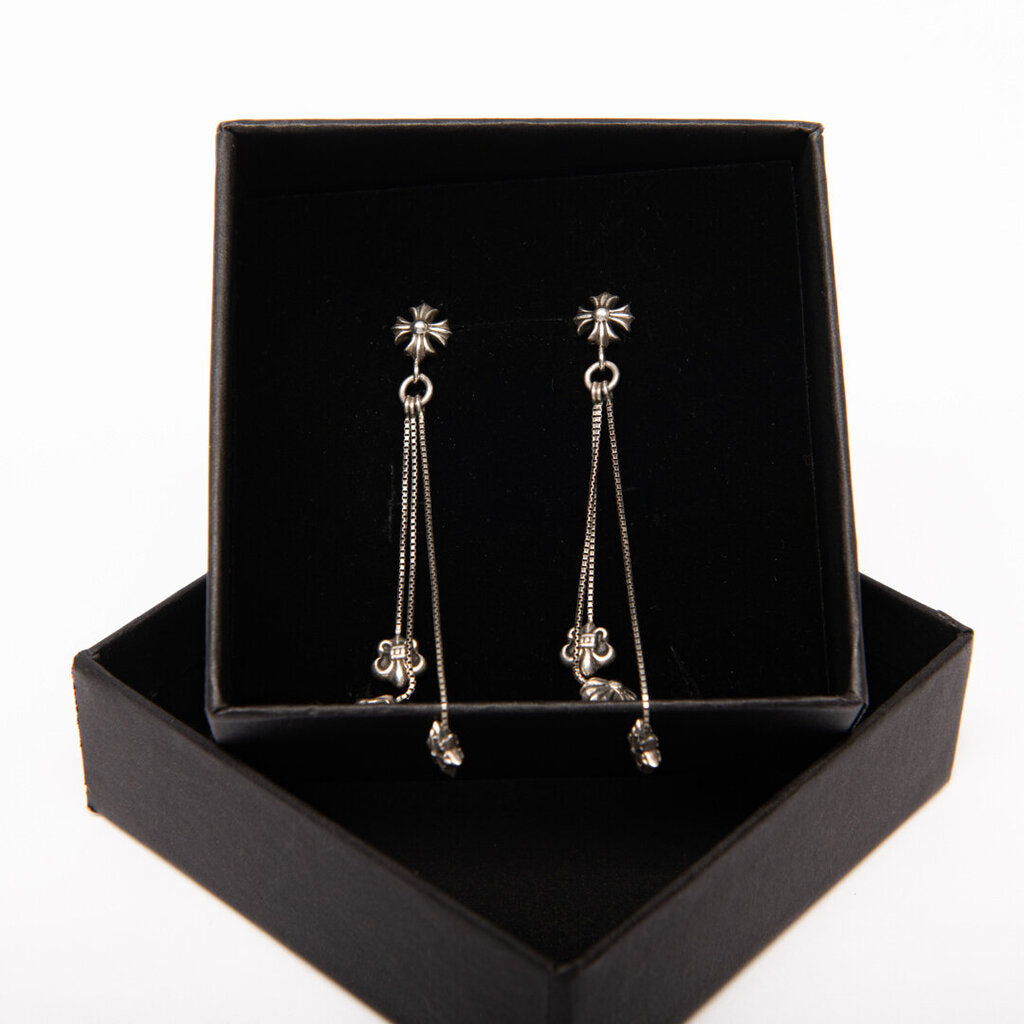 Chrome Hearts Sterling Silver Three-Drop Earrings