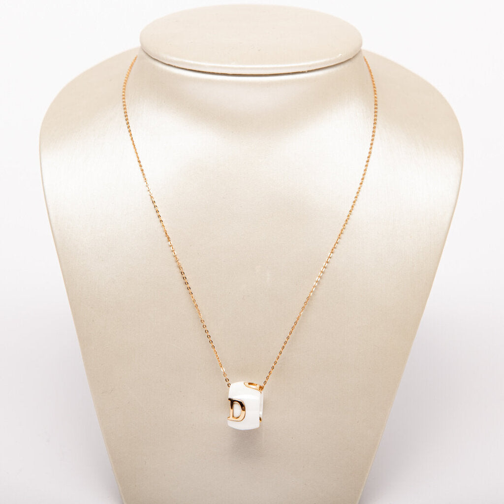 Damiani Yellow Gold & Ceramic D.Icon Necklace With Single Diamond