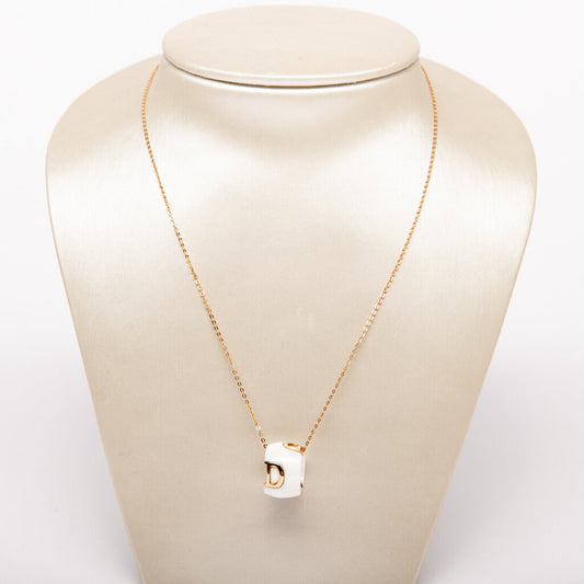 Damiani Yellow Gold & Ceramic D.Icon Necklace With Single Diamond