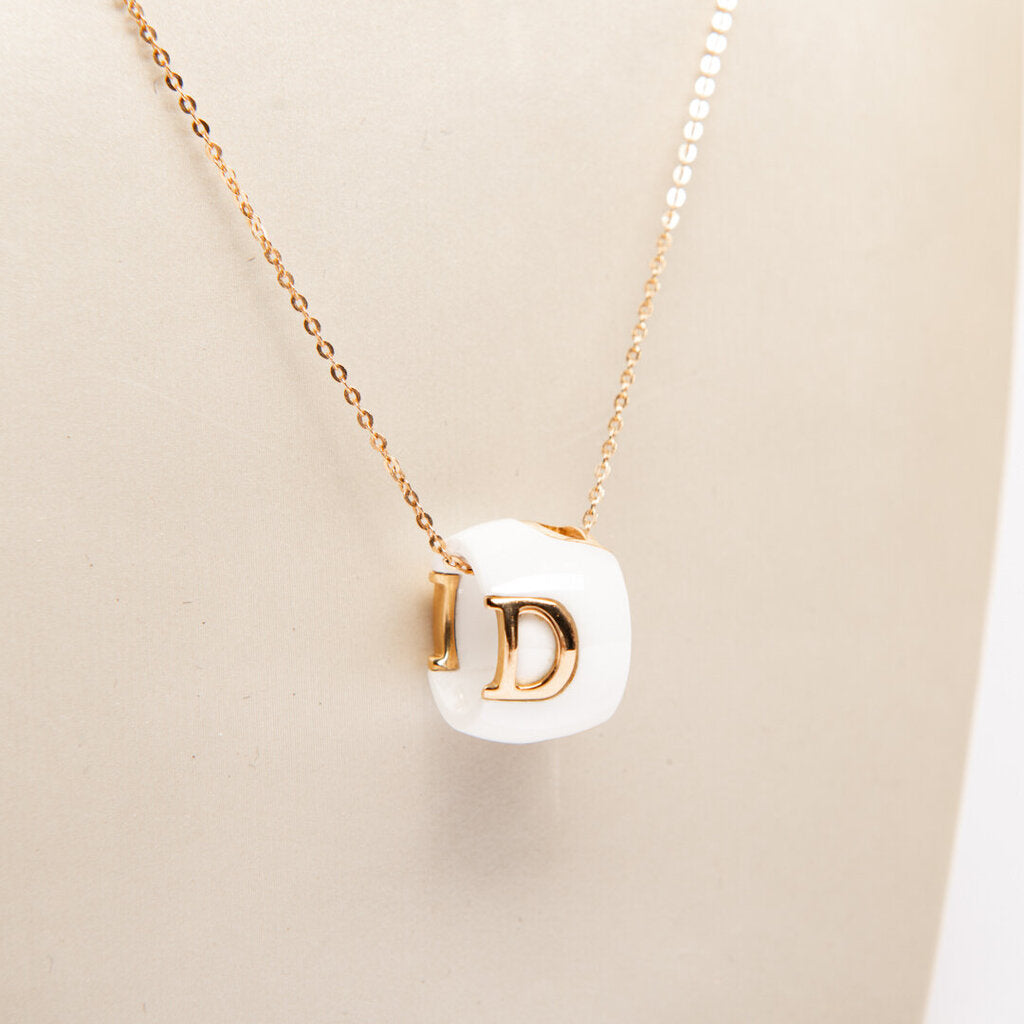 Damiani Yellow Gold & Ceramic D.Icon Necklace With Single Diamond