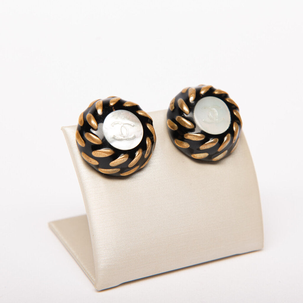 Chanel 97A Resin and Gold-Tone Clip-on Earrings