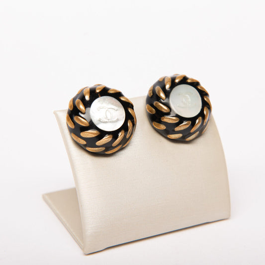 Chanel 97A Resin and Gold-Tone Clip-on Earrings
