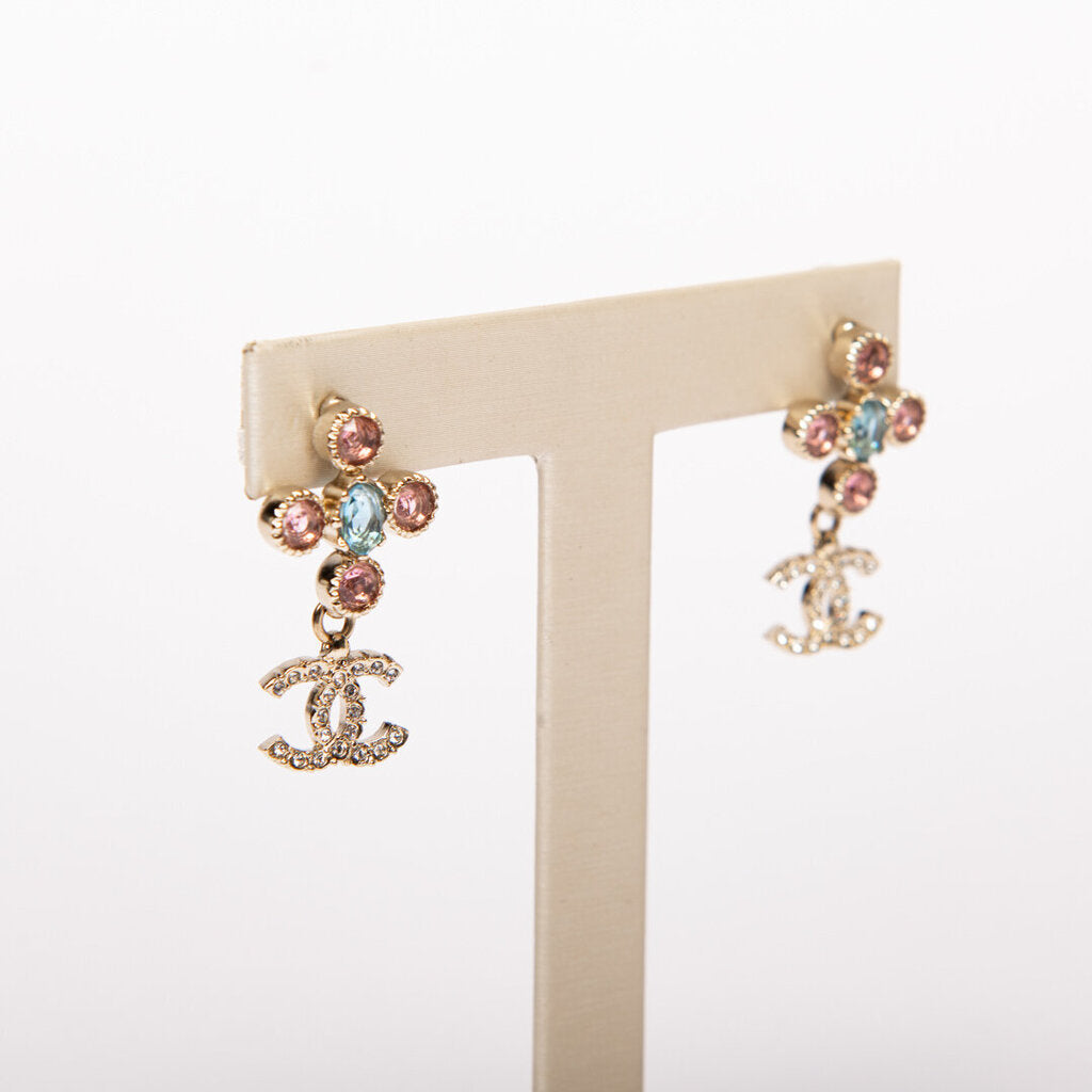 Chanel Pink & Blue Dangly Earrings