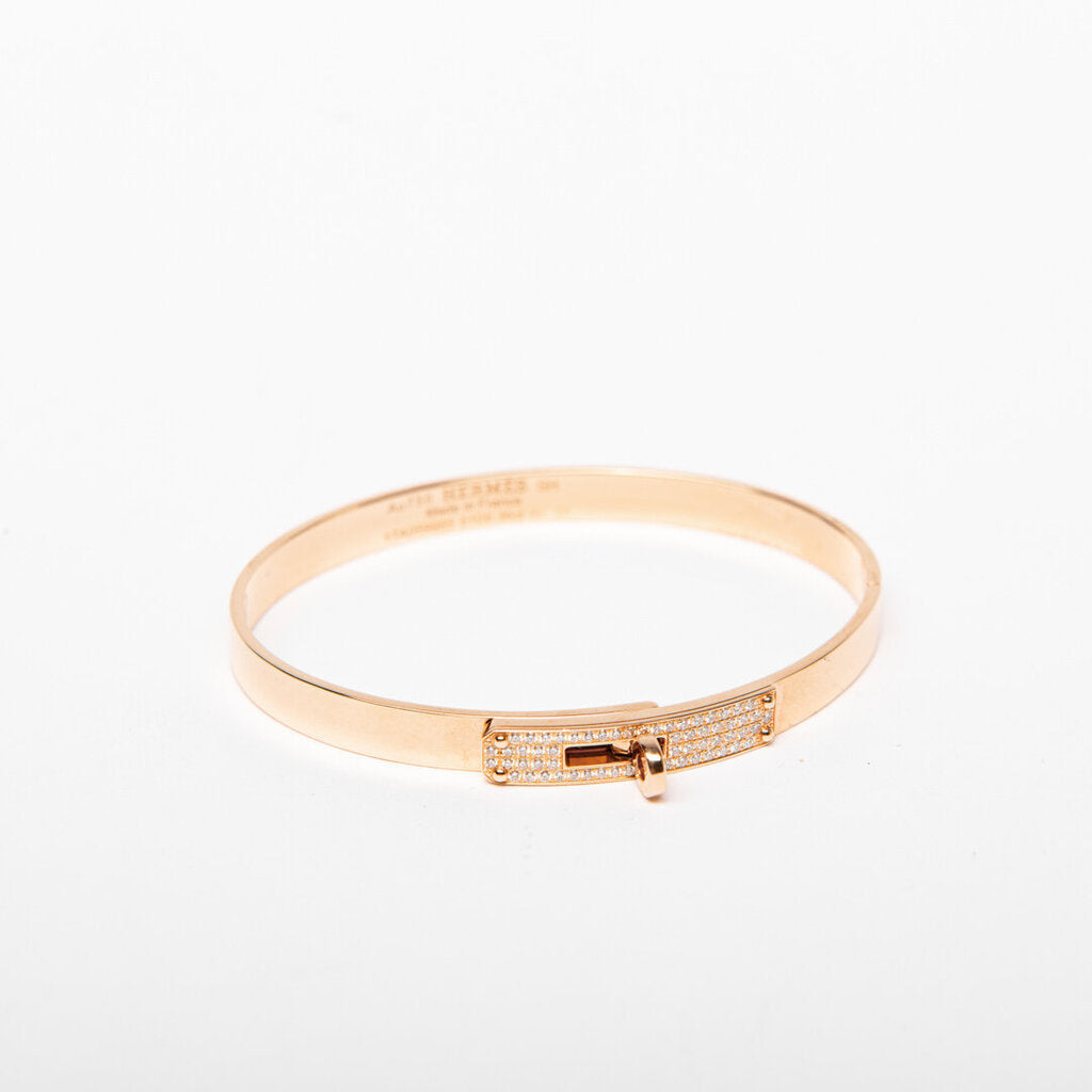 Hermes 18K RG Hermes Diamond Kelly Bangle