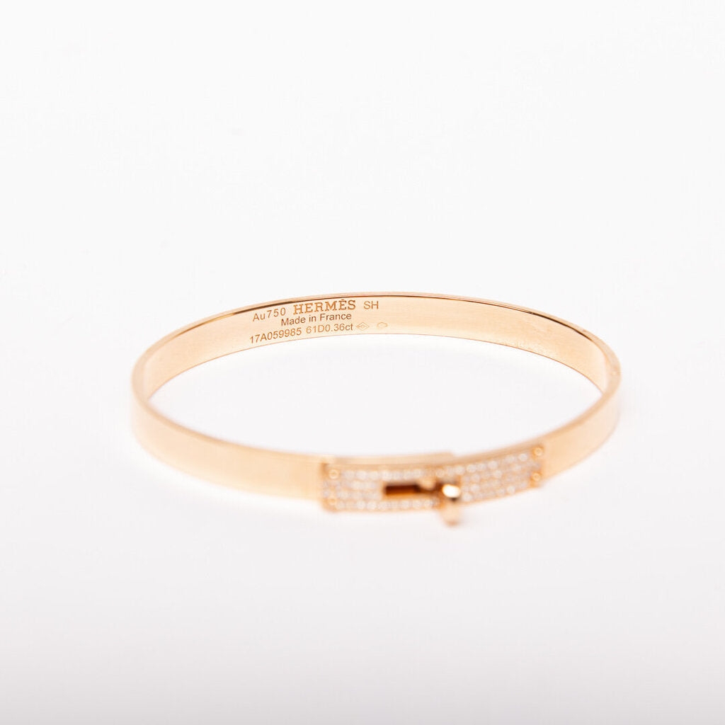 Hermes 18K RG Hermes Diamond Kelly Bangle
