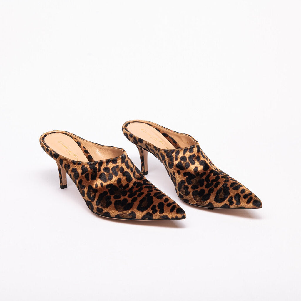 Gianvito Rossi Leopard Print Velvet Mule