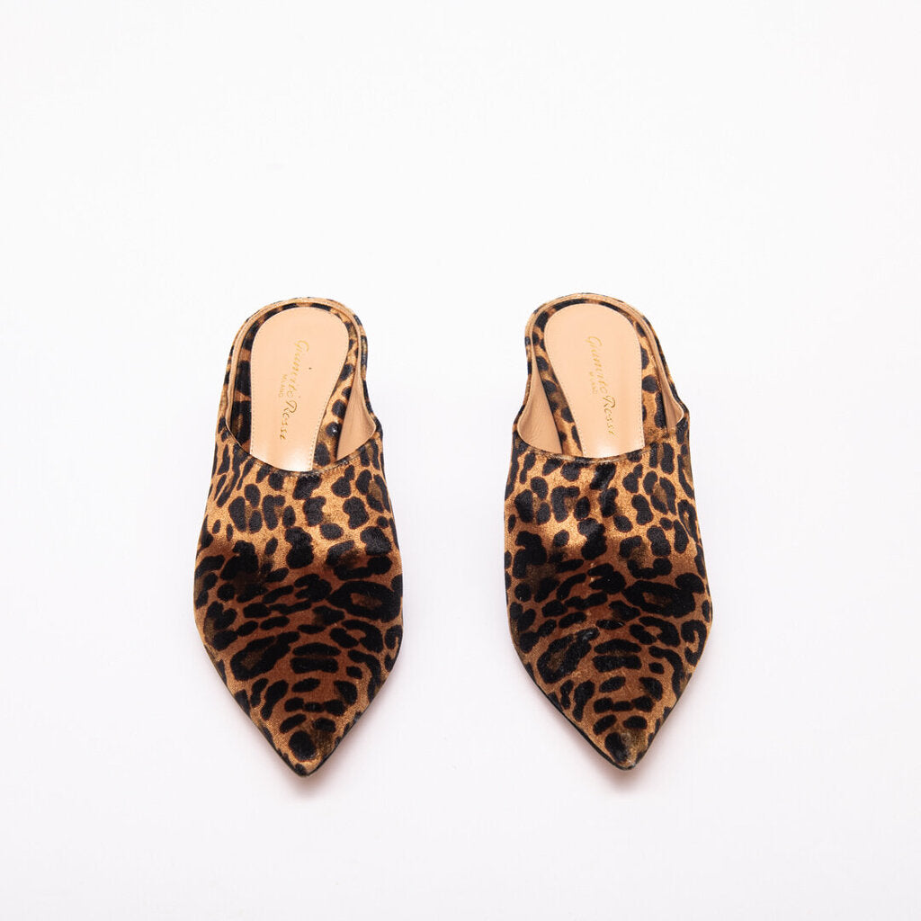 Gianvito Rossi Leopard Print Velvet Mule