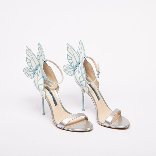Sophia Webster Blue Leather Butterfly Wing Heeled Sandals