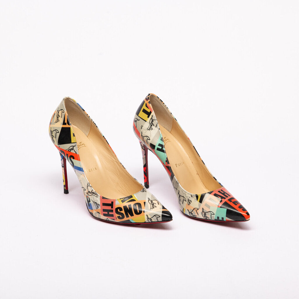 Christian Louboutin Multi Color Leather Print Heels