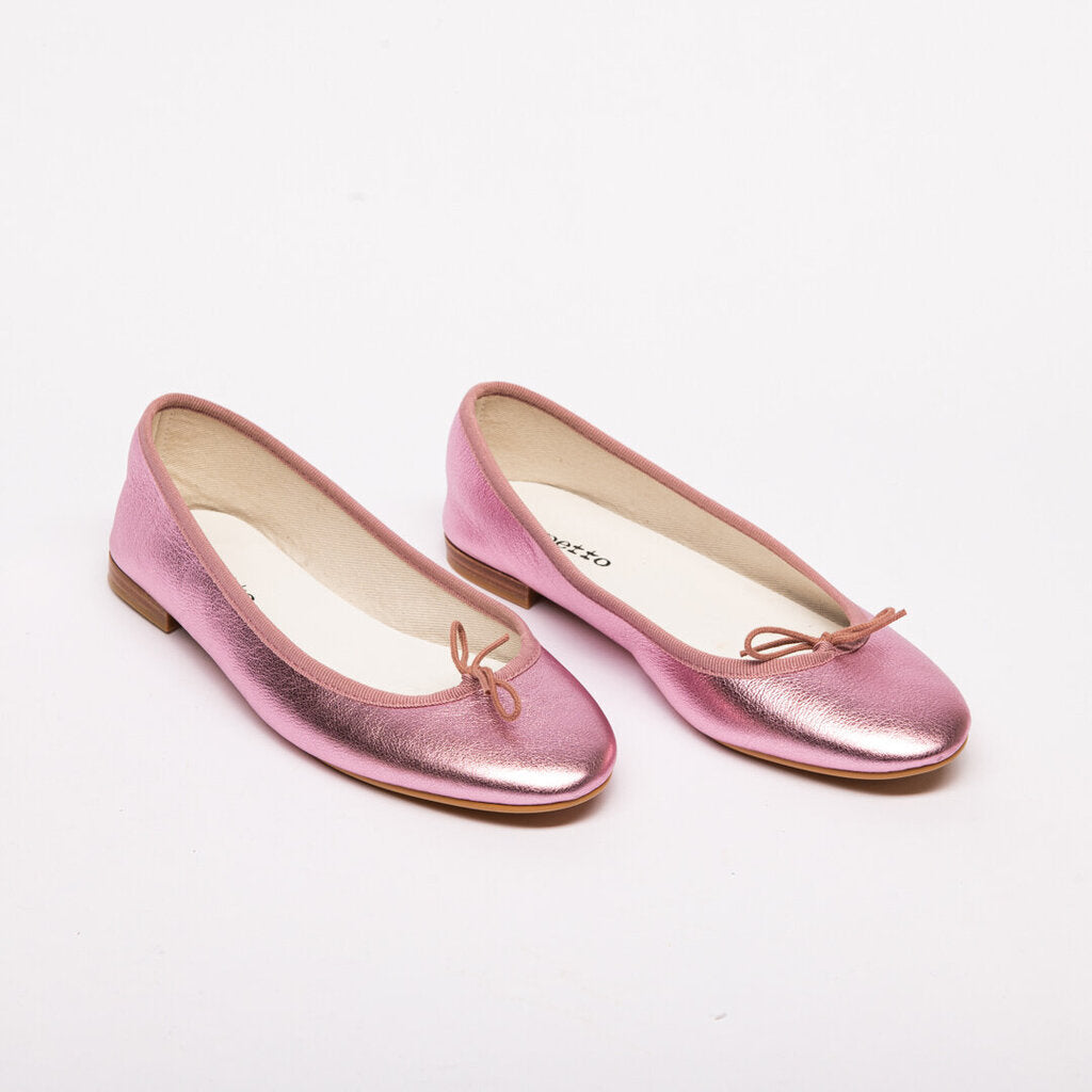 Repetto Metallic Pink Leather Ballet Flats