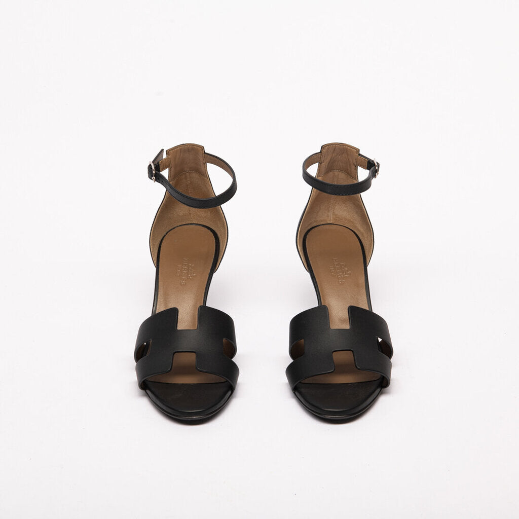 Hermes Black Leather Legend Sandal