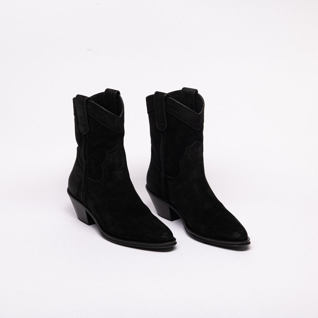 Saint Laurent Black Suede Western Boot