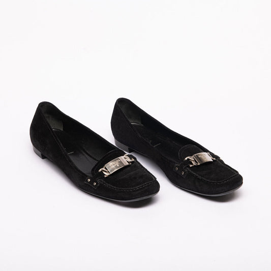Prada Black Suede Flat Loafer