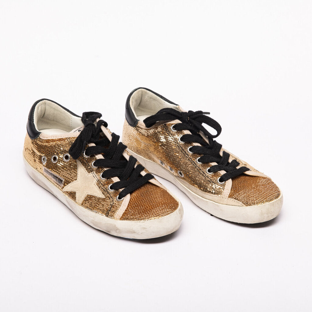 Golden Goose Gold Sequin Sneakers