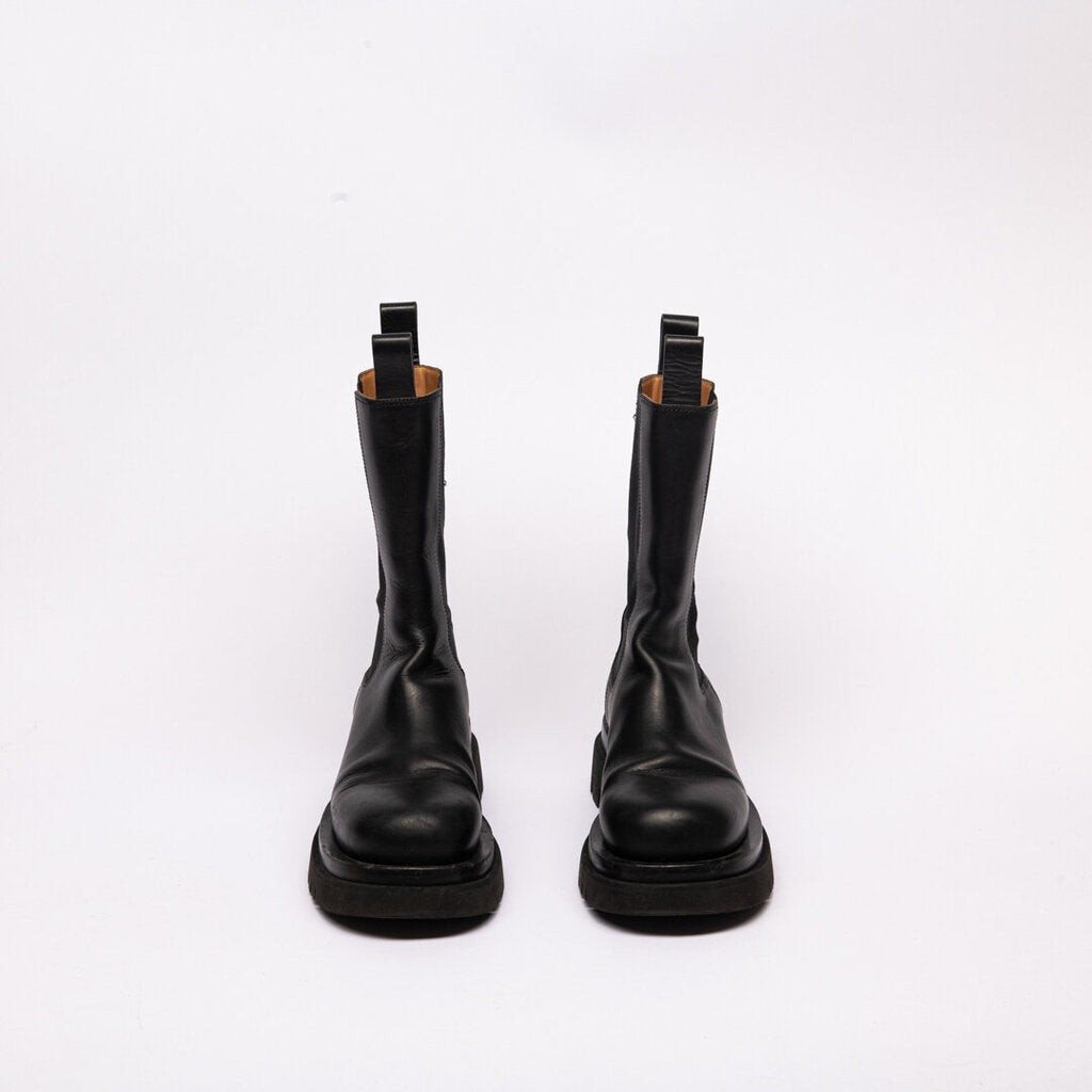 Bottega Veneta Black Leather Combat Boots