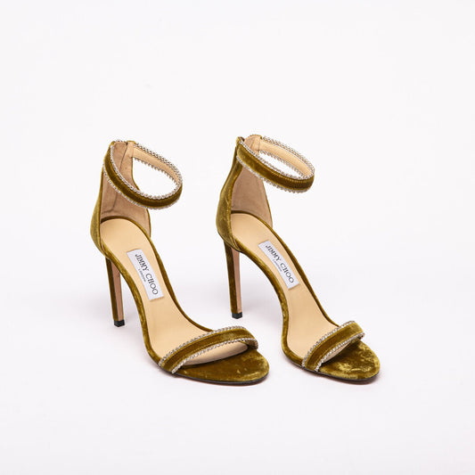 Jimmy Choo Green Velvet Crystal Heel