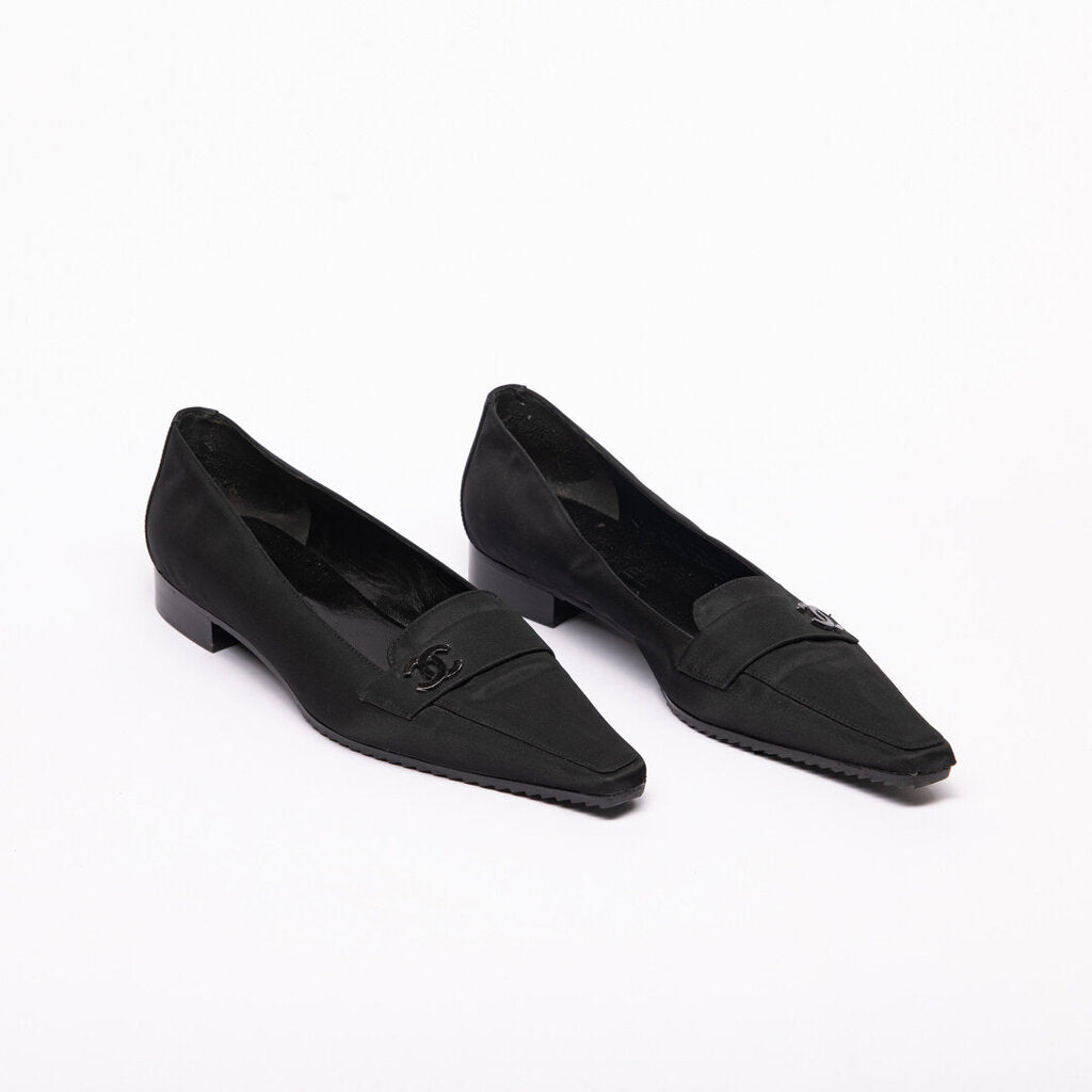 Chanel Black Point Toe Flat