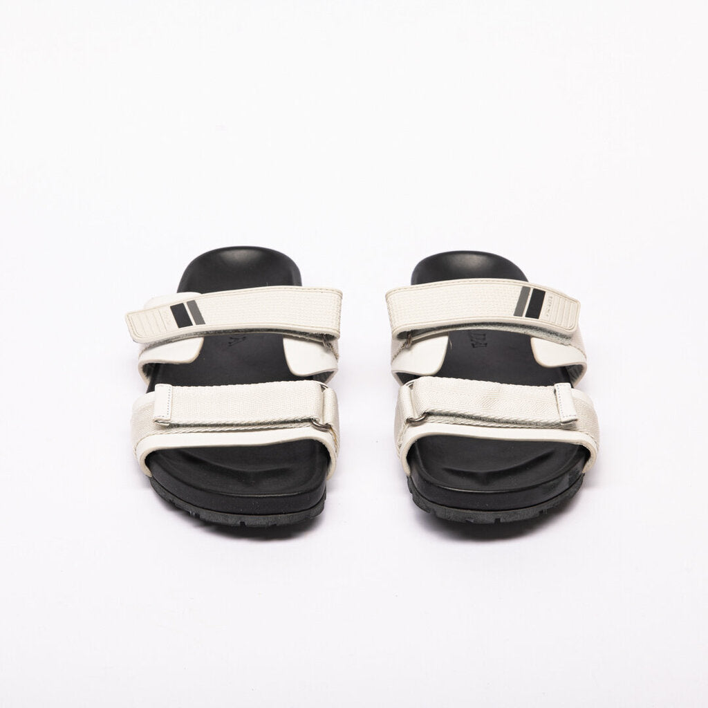 Prada Black & White Leather Dad Sandals