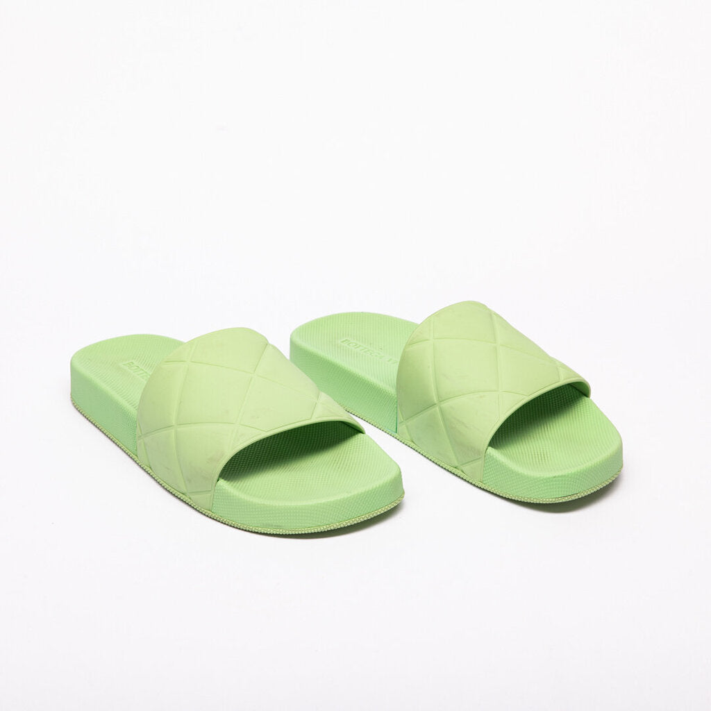 Bottega Veneta Lime Green Quilted Pool Slides