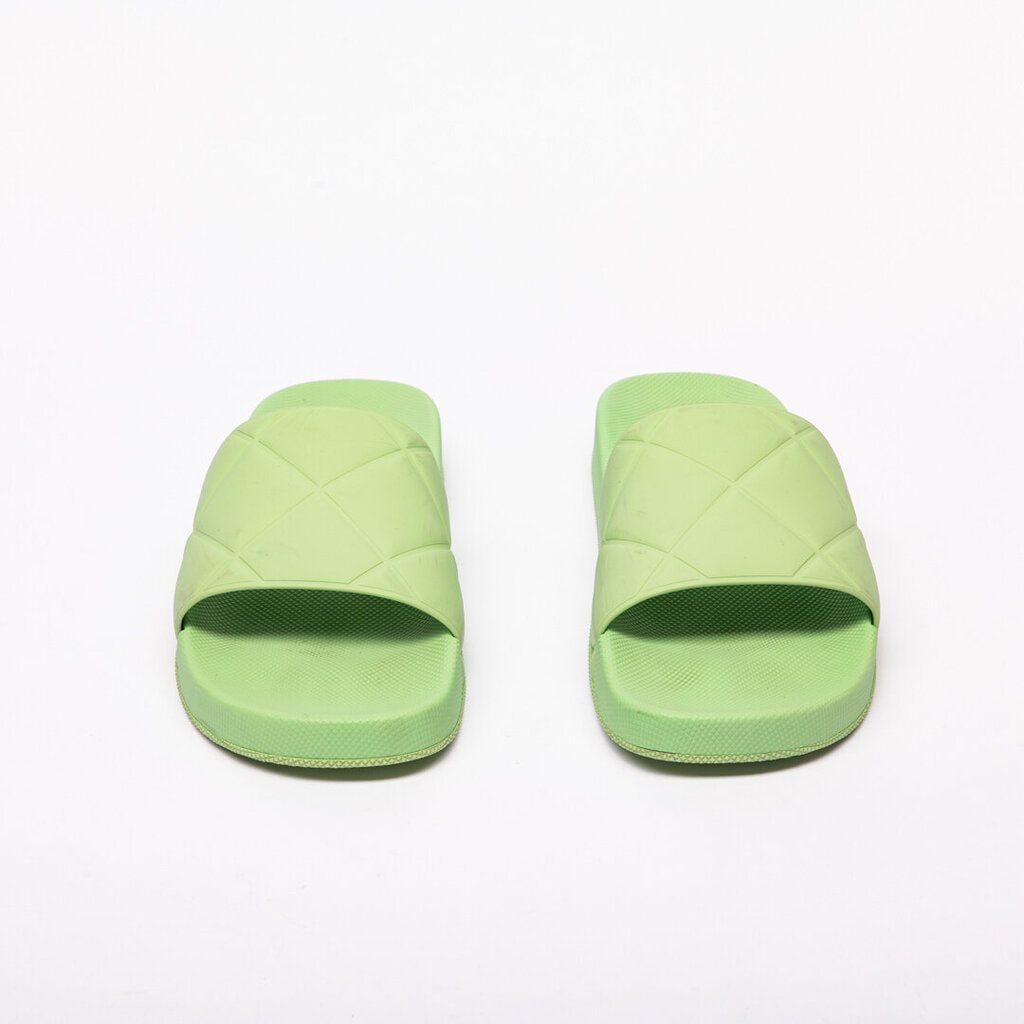 Bottega Veneta Lime Green Quilted Pool Slides