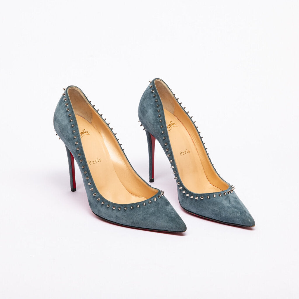 Christian Louboutin Blue Suede Studded Pump