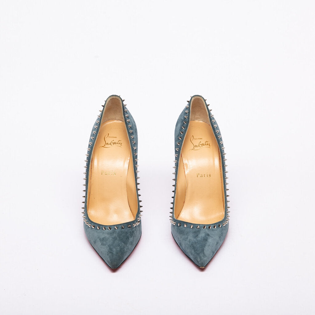 Christian Louboutin Blue Suede Studded Pump