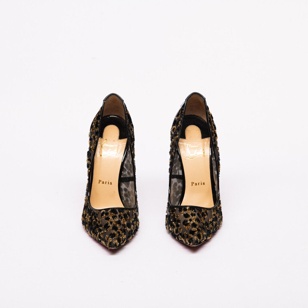 Christian Louboutin Black & Gold Mesh Pump