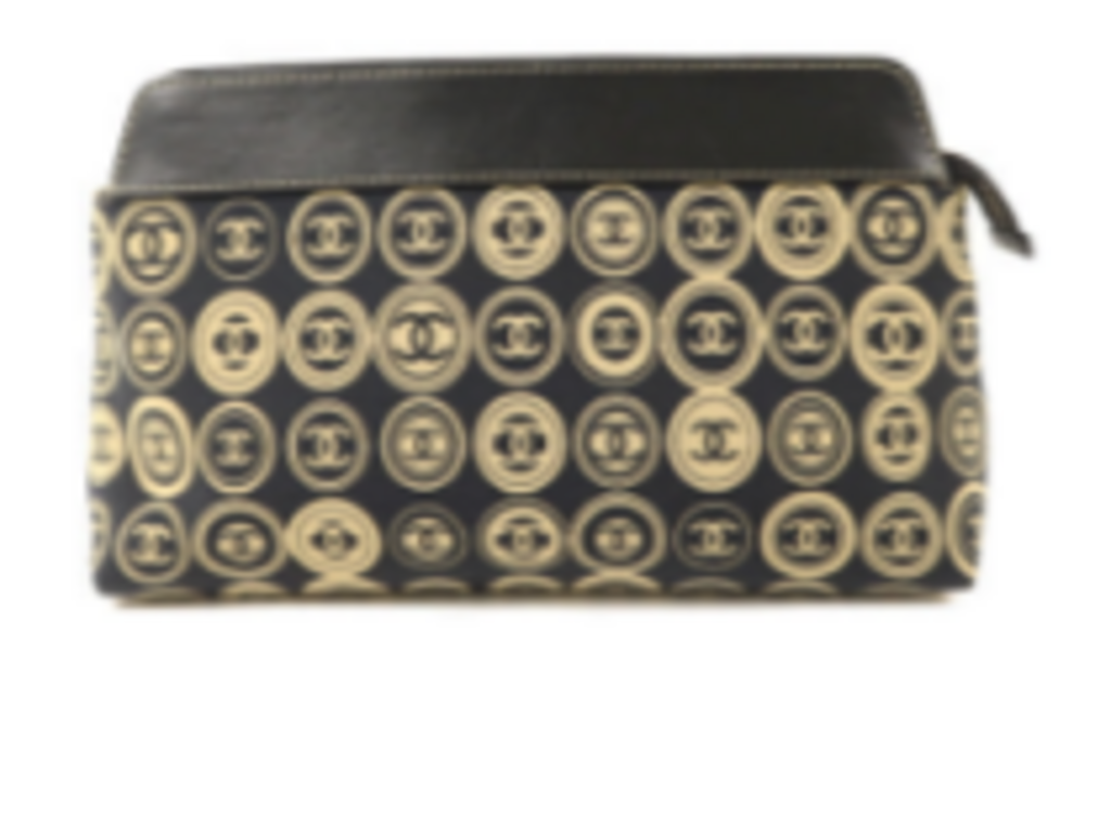 Tan & Black Canvas Leather Pouch