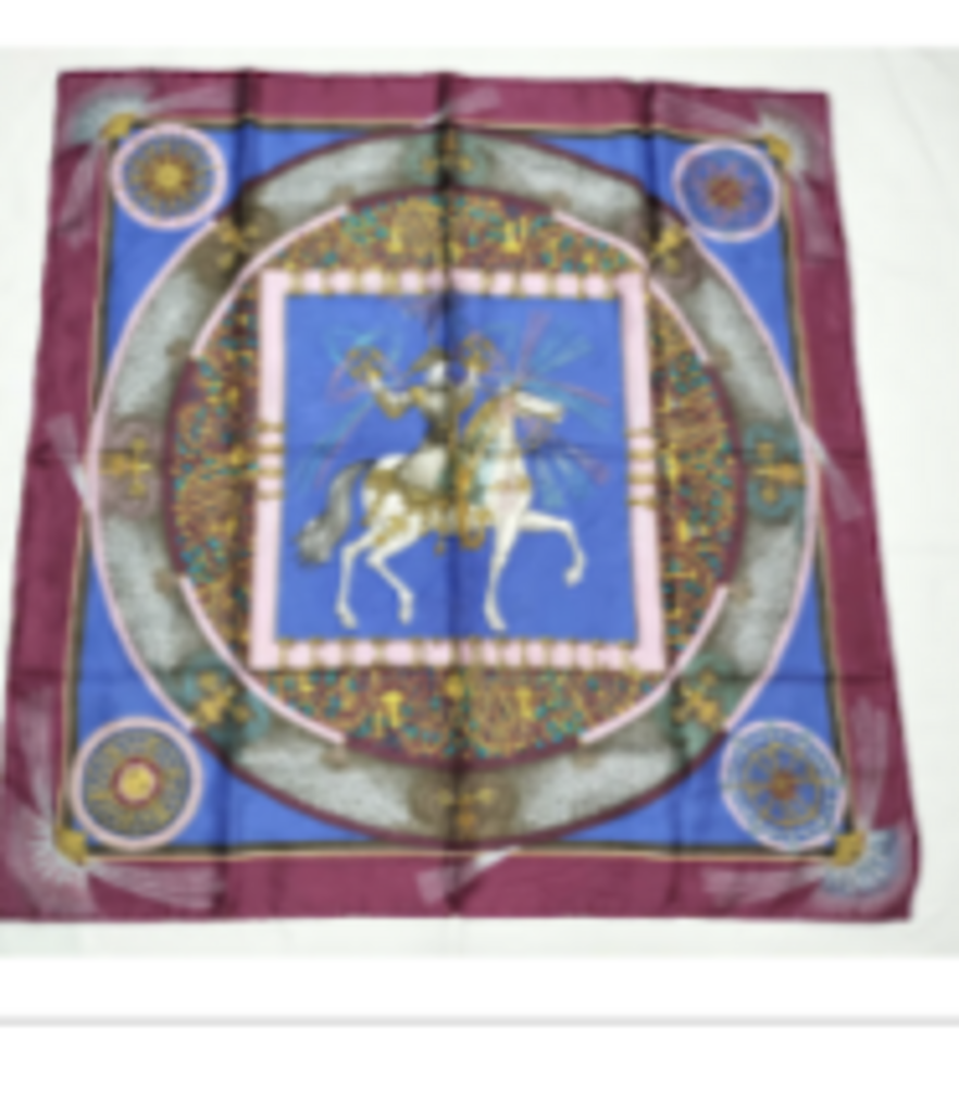 Burgundy & Blue Silk Scarf