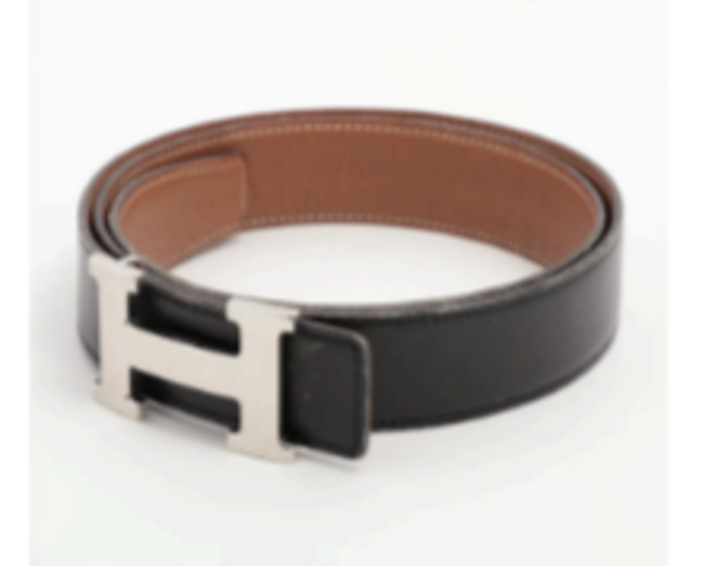 Hermes Black & Brown Constance Belt w/Silver H