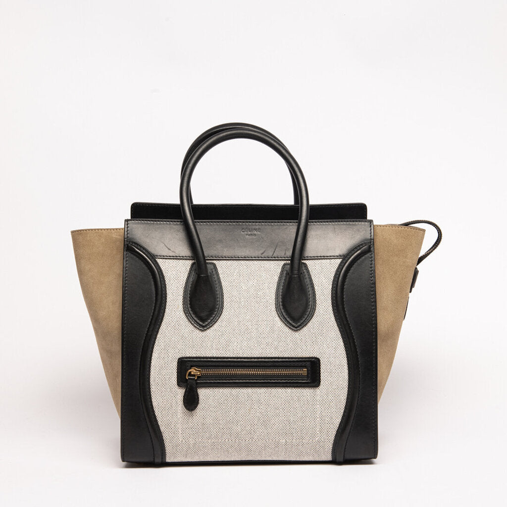Celine Black Canvas Mini Luggage Tote