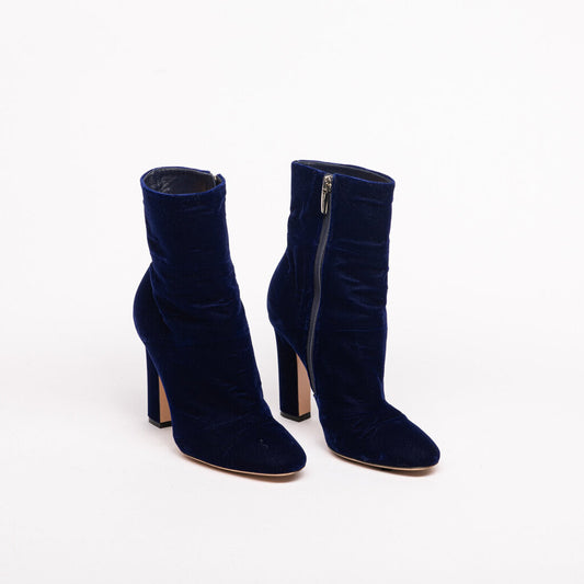 Blue Velvet Heeled Boots